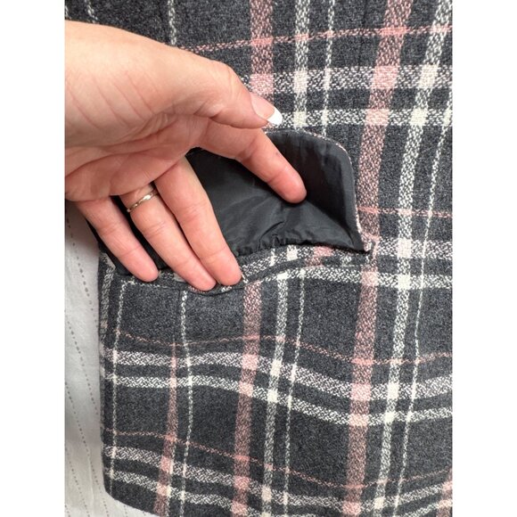 Vintage Leslie Fay Womens Blazer Sz 12 Gray/Pink Plaid Classic Wool Blend Boxy - Picture 3 of 12